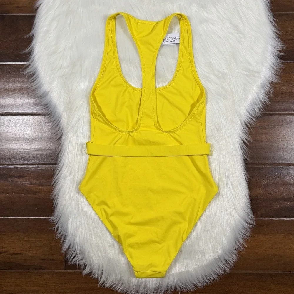 Melissa Odabash Size 40 /‎ US 4 Yellow Nevis Belted One Piece Racerback Swimsuit
